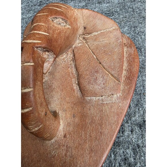 Handcrafted Elephant Wall Hanging Carved Wood Art from Kenya Decorative - Picture 3 of 6